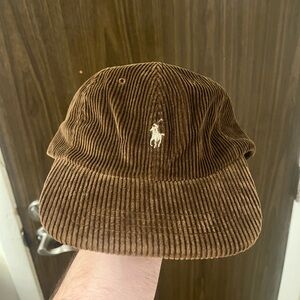 Vintage Polo Ralph Lauren Brown Corduroy Hat Little horse